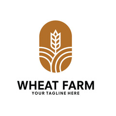 wheat farm logo design template vector illustration