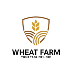 wheat farm logo design template vector illustration