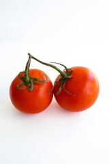 tomatoes on a vine on white