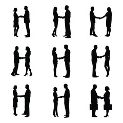Silhouettes of a man and woman shaking hands