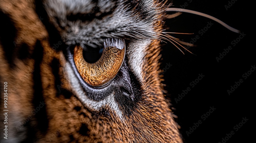 Wall mural Close up Tiger Eye with Black Background