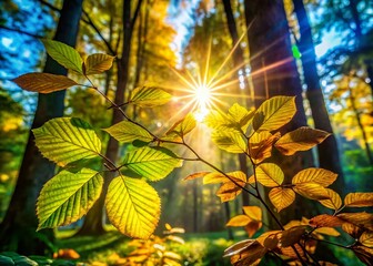 Captivating Sunlight Filtering Through Leaves Creating a Magical Atmosphere in Nature's Embrace
