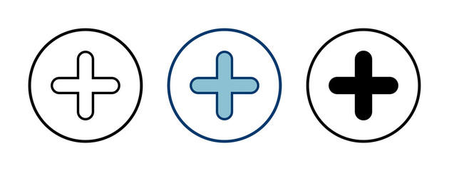 Fototapeta premium Plus Icon vector isolated on white background. Add plus icon. Addition sign. Medical Plus icon