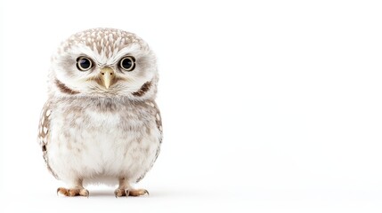 Fototapeta premium Adorable Little Owl on a White Background - Perfect for Nature and Wildlife Enthusiasts
