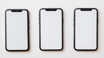 Modern Smartphones Displaying Blank Screens for App Design and Technology Concepts