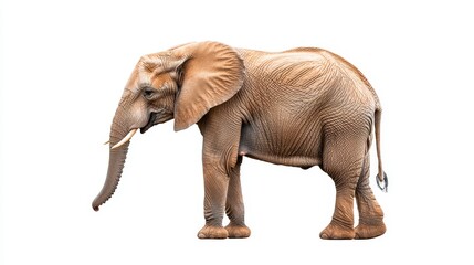 Obraz premium Majestic Elephant Standing on a White Background - High-Resolution Wildlife Stock Photo for Commercial Use