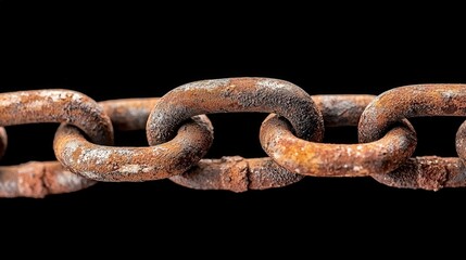 Obraz premium Close Up of Rusty Chain Links Isolated on Black Background