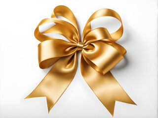 Naklejka premium Golden satin ribbon isolated on white background