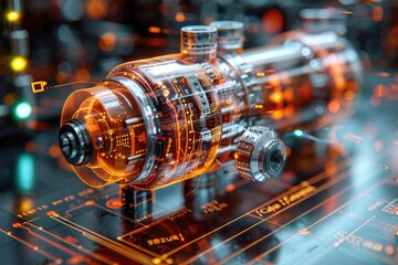 3D laser wireframe vector art of a high-tech generative AI system