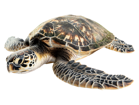 sea turtle swimming isolated on transparent background