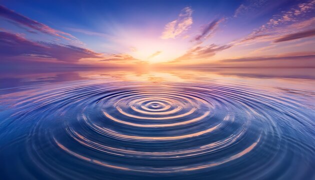 A sereen background featuring concentric water ripples with sky colors soft reflections