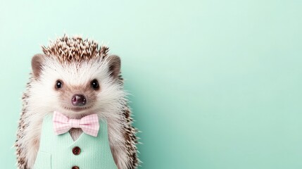 Adorable Hedgehog in Stylish Outfit on Pastel Background - Cute Animal Fashion Concept
