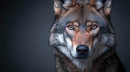 Obraz premium Wolf Portrait Close Up of Wild Animal Face with Yellow Eyes