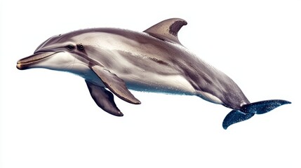 Fototapeta premium Stunning Dolphin on White Background - High-Resolution Image of a Graceful Marine Mammal in Perfect Detail