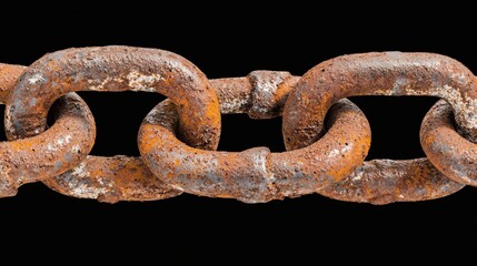 Fototapeta premium Closeup Rusty Chain Isolated On Black Background