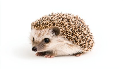 Obraz premium Adorable Hedgehog on White Background - Cute and Spiky Animal Portrait for Stock Photography