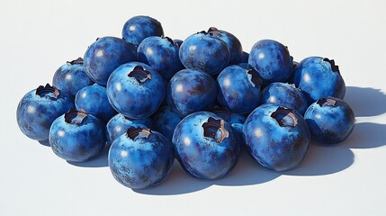 Handful of blueberry casually scattered surface some slightly overlapping casting soft realistic shadow captured way reflects natural randomness imperfection of real fruit Scientific name Vaccinium