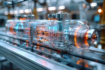 3D laser wireframe vector art of a high-tech generative AI system