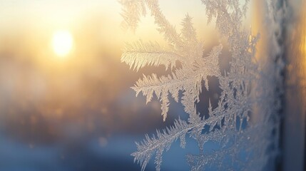 Frozen Windowpane at Sunset