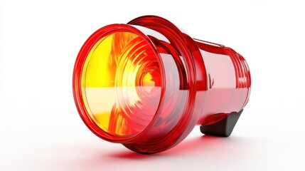A glowing red emergency siren with detailed reflections, isolated on white