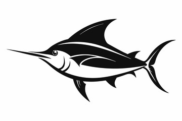 
Marlin sea fish silhouette, marlin fish in different poses, sword fish, vector illustration.