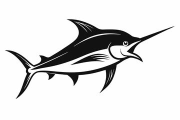 
Marlin sea fish silhouette, marlin fish in different poses, sword fish, vector illustration.