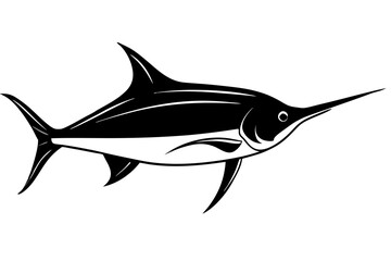 
Marlin sea fish silhouette, marlin fish in different poses, sword fish, vector illustration.