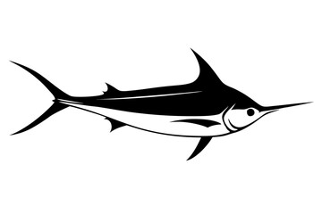 
Marlin sea fish silhouette, marlin fish in different poses, sword fish, vector illustration.