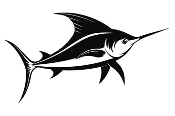 
Marlin sea fish silhouette, marlin fish in different poses, sword fish, vector illustration.