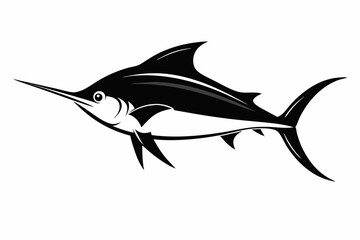 
Marlin sea fish silhouette, marlin fish in different poses, sword fish, vector illustration.