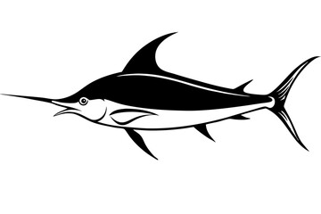 
Marlin sea fish silhouette, marlin fish in different poses, sword fish, vector illustration.