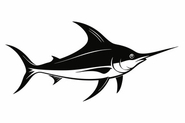 
Marlin sea fish silhouette, marlin fish in different poses, sword fish, vector illustration.