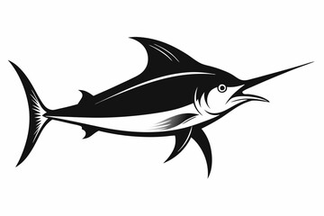 
Marlin sea fish silhouette, marlin fish in different poses, sword fish, vector illustration.