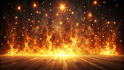 Fiery and Dramatic Stage With Sparkles and a Wooden Floor