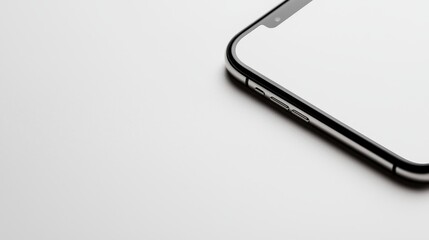 Close-Up of Modern Smartphone on Minimalist White Background Highlighting Sleek Design and Technology