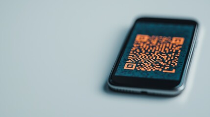 Digital Transactions Concept with QR Code on Smartphone Screen for Modern Payment Solutions