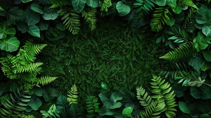 Fototapeta premium A serene nature-inspired backdrop featuring intricate floral patterns and vibrant green leaves, perfect for showcasing products or creating a calming visual atmosphere in designs.