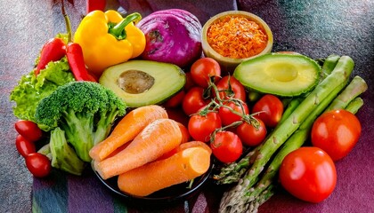 A vibrant spread of delicious low-carb meals showcases colorful vegetables, lean proteins, and healthy fats, offering satisfying choices that promote wellness and weight loss.