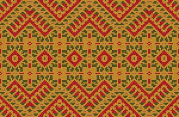 Knit Arabic Paper Patternfolk Embroidery, Aztec Geometric Ornament Print. Design for Carpet, Wallpaper, Clothing, Wrapping, Fabric