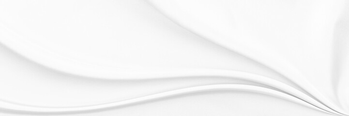 Fototapeta premium White gray satin texture that is white silver fabric silk panorama background with beautiful soft blur pattern natural.