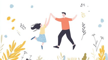 Parent and Child Jumping in Air