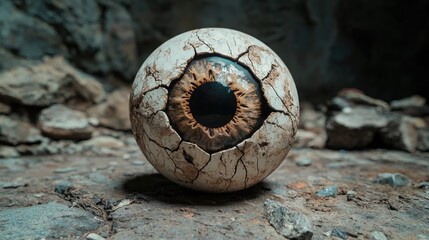 Obraz premium Cracked eye of a mythical creature