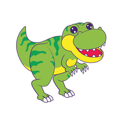 cartoon dinosaur, cute green t rex on white background.