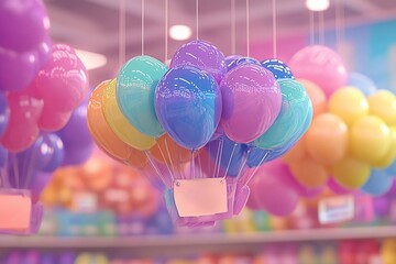 Colorful balloons display for black friday shopping promotion and festive atmosphere