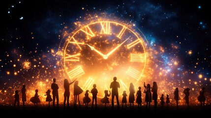 Countdown to black friday: festive family gathering under sparkling night sky