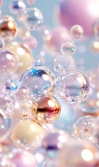 Abstract Golden and Pastel Shiny Bubbles