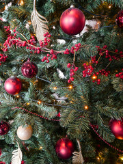 Festive Christmas Tree Decorations Close-Up