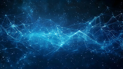 Abstract Blue Digital Network Background with Glowing Lines and Connected Dots, Representing a Futuristic Concept of Technology and Connectivity