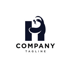 Letter H Sloth Animal logo icon vector