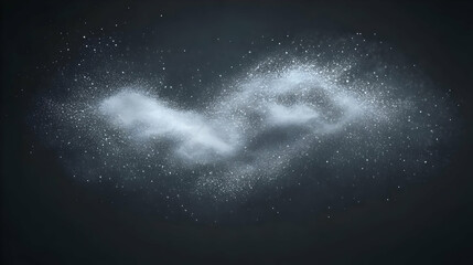 Abstract White Dust Particles Floating in the Air on a Dark Background